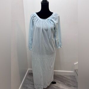 Vintage Miss Elaine Fleece Nightgown Long Sleeve Light Blue Size Small